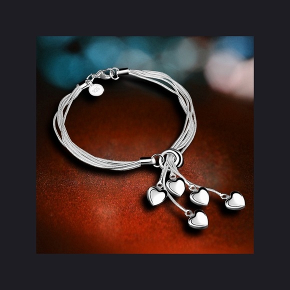 Ameur Jewelry - 925 Silver Bracelet Heart Pendant